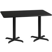 Flash Furniture XU-BLKTB-3060-T2222-GG 60" Rectangular Black Laminate Table Top with 22" Height Base